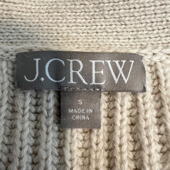 J Crew Sweater Womens Small Cream Alpaca Blend Ribbed V Neck Cardigan BX468 - Picture 7 of 12